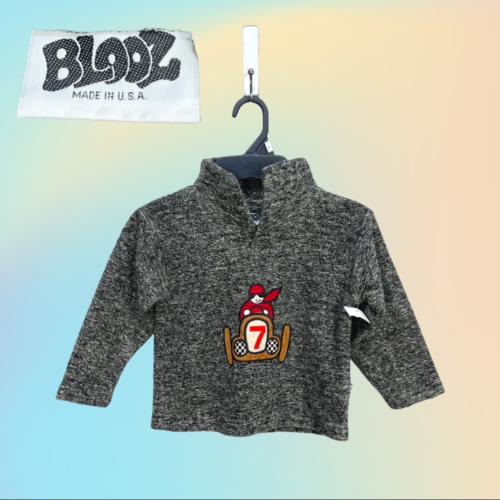 NEW Vintage Boys Brown & Gray BLOOZ USA MADE Box Car Racer Pullover Sweater 4T